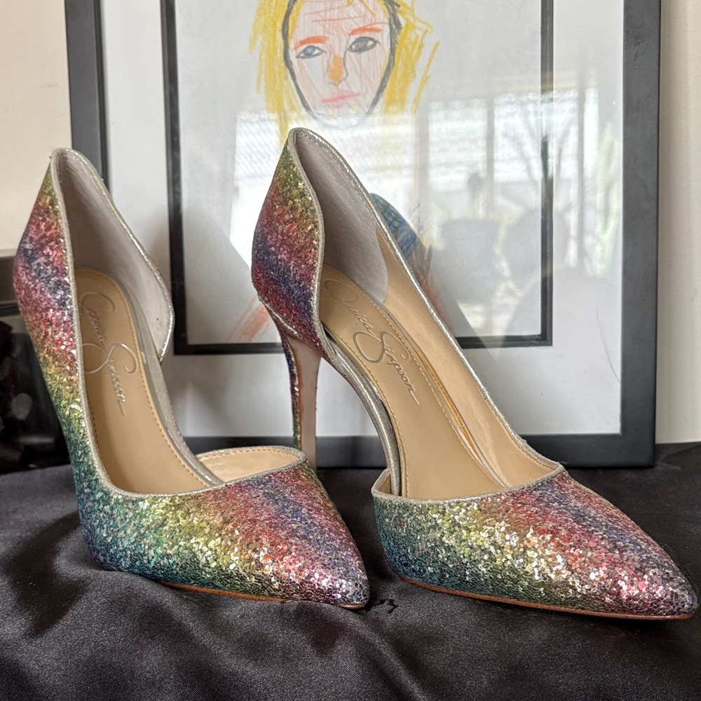 Jessica Simpson Rainbow Glitter Heels